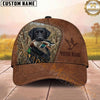 Maxcorners Hunting Dog Duck Hunter Mallard In Mouth Stitched Leather Reeds Personalized Name 3D Cap