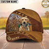 Maxcorners Hunting Dog Waterfowl Hunter Mallard In Mouth Brown Leather Dog Silhouettes Personalized Name 3D Cap