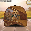 Maxcorners Hunting Dog Waterfowl Hunter Mallard In Mouth Brown Leather Dog Silhouettes Personalized Name 3D Cap
