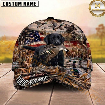 Maxcorners Hunting Dog Duck Hunting Duck In Mouth Marsh Grass Personalized Name 3D Cap