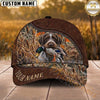 Maxcorners Hunting Dog Duck Hunter Mallard In Mouth Zipper Leather Detail Personalized Name 3D Cap