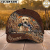 Maxcorners Hunting Dog Duck Hunter Mallard In Mouth Zipper Leather Detail Personalized Name 3D Cap