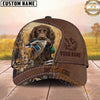 Maxcorners Hunting Dog Waterfowl Hunter Mallard In Mouth Stitched Leather Badge Personalized Name 3D Cap