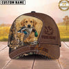 Maxcorners Hunting Dog Waterfowl Hunter Mallard In Mouth Stitched Leather Badge Personalized Name 3D Cap