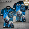 Maxcorners Dartboard Crescent Moon White Wolf Tribal Fire Background Multi Options Personalized Name, Team Name Unisex 3D Shirt (4 Colors)