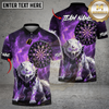 Maxcorners Dartboard Crescent Moon White Wolf Tribal Fire Background Multi Options Personalized Name, Team Name Unisex 3D Shirt (4 Colors)