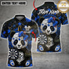 Maxcorners Sugar Skull Panda Red Roses & Stars Dartboard Pattern Multi Options Personalized Name, Team Name Unisex 3D Shirt (4 Colors)