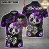 Maxcorners Sugar Skull Panda Red Roses & Stars Dartboard Pattern Multi Options Personalized Name, Team Name Unisex 3D Shirt (4 Colors)