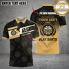 Maxcorners Darts Beer Skull Black Gold Dartboard Pattern Throw Play Darts Slogan Multi Options Personalized Name, Team Name Unisex 3D Shirt (4 Colors)