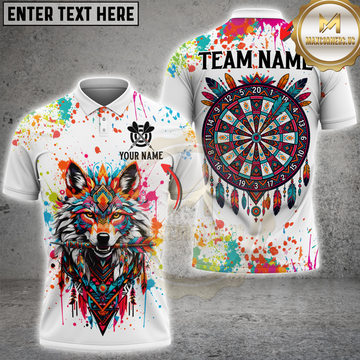 Maxcorners Darts Tribal Wolf Spirit Multicolor Options Personalized Name, Team Name 3D Shirt