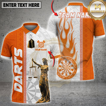 Maxcorners Darts Shirt Lady Justice Flame Multi Options Personalized Name, Team Name Unisex 3D Shirt (4 Colors)