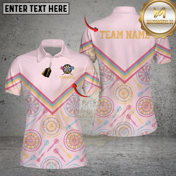 Maxcorners Dartboard Pastel Chevron Pattern Multi Options Personalized Name, Team Name Unisex 3D Shirt (4 Colors)