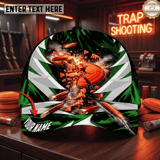 ( 8 Colors ) Maxcorners Trap Clay Shooting Explosive Clay Targets & Sharp Geometric Pattern Multicolor Custom Name 3D Cap