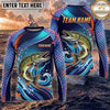 (13 Breeds) Maxcorners Fishing Blue Purple Scale Bass Crappie Multi Fish Water Wave Design Custom Name & Team Name 3D Shirts