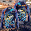 (13 Breeds) Maxcorners Fishing Blue Purple Scale Bass Crappie Multi Fish Water Wave Design Custom Name & Team Name 3D Shirts