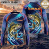 (13 Breeds) Maxcorners Fishing Blue Purple Scale Bass Crappie Multi Fish Water Wave Design Custom Name & Team Name 3D Shirts