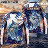 (13 Breeds) Maxcorners Fishing White Blue Orange Digital Camo Bass Splash Design Custom Name & Team Name 3D Shirts