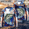(13 Breeds) Maxcorners Fishing White Blue Orange Digital Camo Bass Splash Design Custom Name & Team Name 3D Shirts