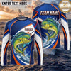 (13 Breeds) Maxcorners Fishing Blue White Orange Scale Bass Splash Design Custom Name & Team Name 3D Shirts