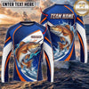 (13 Breeds) Maxcorners Fishing Blue White Orange Scale Bass Splash Design Custom Name & Team Name 3D Shirts