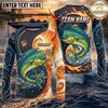 (13 Breeds) Maxcorners Fishing Orange Teal Yin Yang Sun Wave Bass Design Custom Name & Team Name 3D Shirts