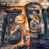 (13 Breeds) Maxcorners Fishing Orange Teal Yin Yang Sun Wave Bass Design Custom Name & Team Name 3D Shirts