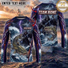 (13 Breeds) Maxcorners Fishing Purple Black Thunder Lightning Grim Reaper Bass Design Custom Name & Team Name 3D Shirts