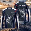 (13 Breeds) Maxcorners Fishing Navy Gray White Fish Scale Bass Design Custom Name & Team Name 3D Shirts