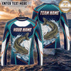 (13 Breeds) Maxcorners Fishing Teal White Water Splash Largemouth Bass Scale Design Custom Name & Team Name 3D Shirts