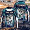 (13 Breeds) Maxcorners Fishing Teal White Water Splash Largemouth Bass Scale Design Custom Name & Team Name 3D Shirts
