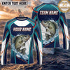 (13 Breeds) Maxcorners Fishing Teal White Water Splash Largemouth Bass Scale Design Custom Name & Team Name 3D Shirts