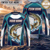 (13 Breeds) Maxcorners Fishing Teal White Water Splash Largemouth Bass Scale Design Custom Name & Team Name 3D Shirts