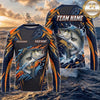 (13 Breeds) Maxcorners Fishing Navy Orange Blue Geometric Camo Bass Splash Design Custom Name & Team Name 3D Shirts