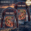 (13 Breeds) Maxcorners Fishing Black Red Camo Monster Fang Bass Fire Wave Design Custom Name & Team Name 3D Shirts