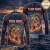 (13 Breeds) Maxcorners Fishing Black Red Camo Monster Fang Bass Fire Wave Design Custom Name & Team Name 3D Shirts