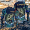 (13 Breeds) Maxcorners Fishing Navy Blue Teal Gold Tribal Polynesian Bass Wave Design Custom Name & Team Name 3D Shirts