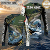 (13 Breeds) Maxcorners Fishing Green Camo Bass Fishing Lily Splash Design Custom Name & Team Name 3D Shirts