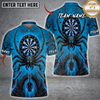 Maxcorners Halloween Darts Shirt Giant Spider, Dartboard, Spider Web and Flaming Dart Multi Options Personalized Name, Team Name Unisex 3D Shirt (5 Colors)