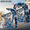 (13 Breeds) Maxcorners Fishing Blue Camo Bass Beer Angler Brew Bubble Design Custom Name & Team Name 3D Shirts