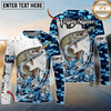 (13 Breeds) Maxcorners Fishing Blue Camo Bass Beer Angler Brew Bubble Design Custom Name & Team Name 3D Shirts