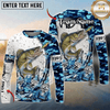 (13 Breeds) Maxcorners Fishing Blue Camo Bass Beer Angler Brew Bubble Design Custom Name & Team Name 3D Shirts