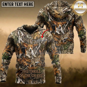 Maxcorners Beagle Hunting Hare The Thrill Of The Chase Autumn Camo Multiple Options Personalized Name 3D Hoodie