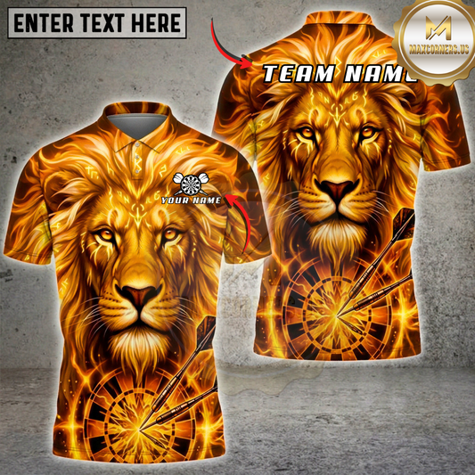 Maxcorners Golden Fire Lion Dartboard Fantasy Multicolor Options Personalized Name, Team Name 3D Shirt (5 Colors)