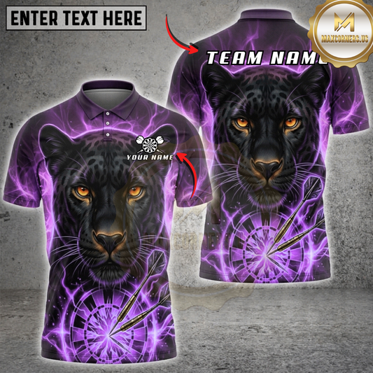 Maxcorners Purple Thunder Black Panther Dartboard Fantasy Multicolor Options Personalized Name, Team Name 3D Shirt (6 Colors)