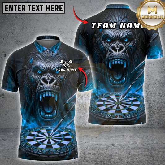 Maxcorners Furious Fire Gorilla Dartboard Fantasy Multicolor Options Personalized Name, Team Name 3D Shirt (5 Colors)