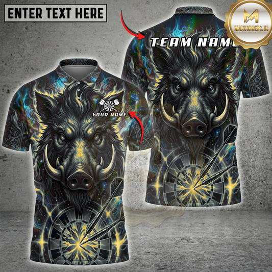 Maxcorners Galaxy Thunder Wild Boar Dartboard Fantasy Multicolor Options Personalized Name, Team Name 3D Shirt (5 Colors)