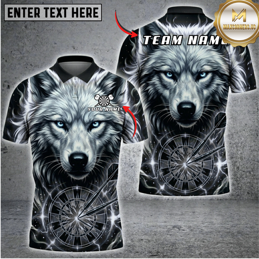 Maxcorners Ice Thunder White Wolf Dartboard Fantasy Multicolor Options Personalized Name, Team Name 3D Shirt (5 Colors)