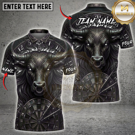 Maxcorners Inferno Flame Black Bull Dartboard Fantasy Multicolor Options Personalized Name, Team Name 3D Shirt (6 Colors)