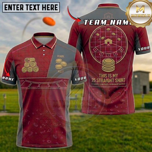 Maxcorners 25 Straight Achievement Trap Shooting Multicolor Options Personalized Name, Team Name 3D Shirt (6 Colors)