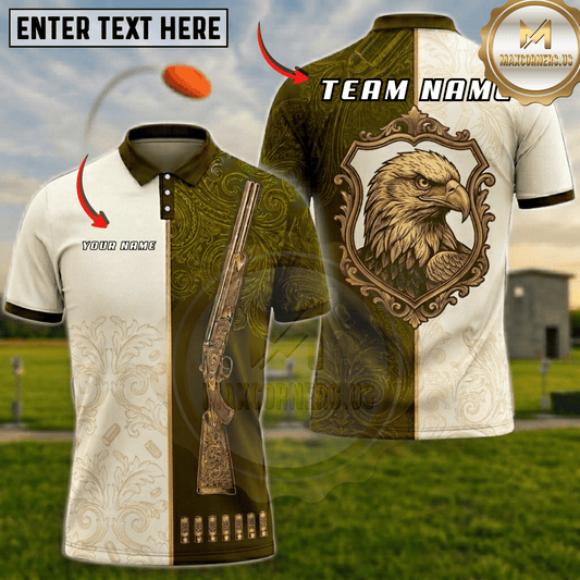 Maxcorners Royal Eagle Shield Trap Shooting Multicolor Options Personalized Name, Team Name 3D Shirt (6 Colors)